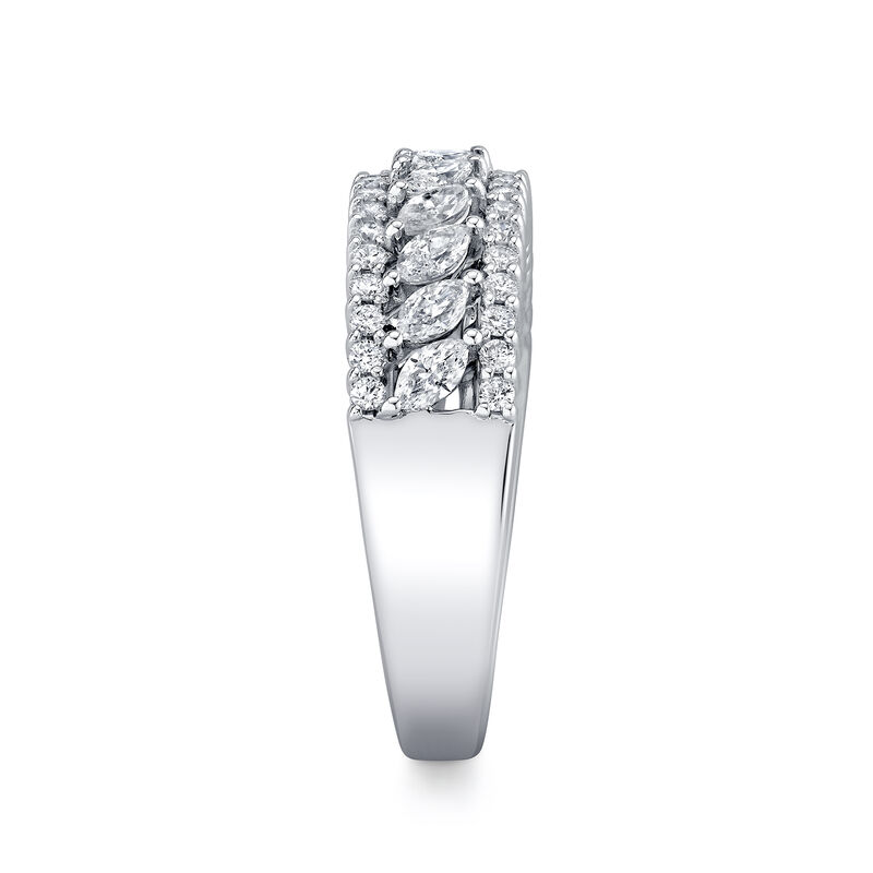 Marquise and Round Natural Diamond Multi Row Anniversary Band in 14k White Gold image number null